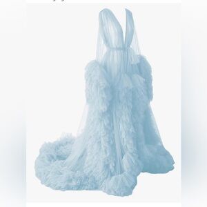 Elegant Light Blue Ruffled Robe